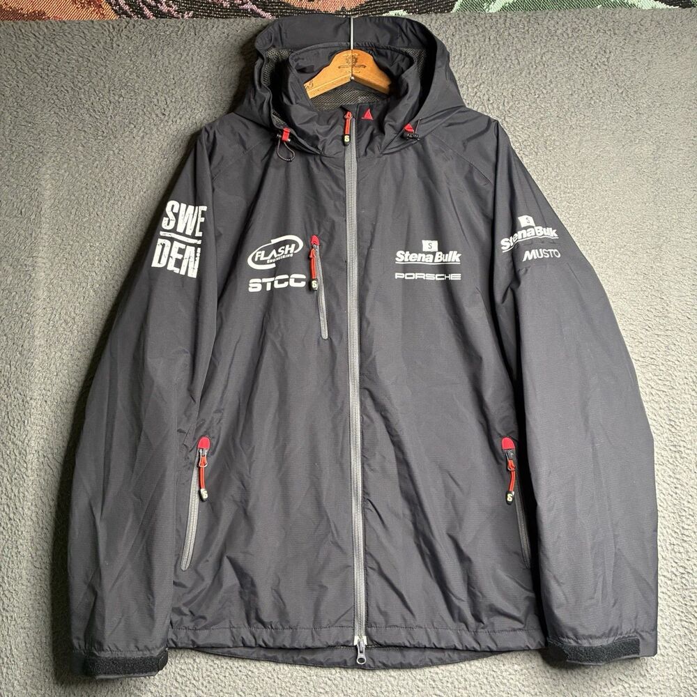 Musto Jacket Mens XL Performance Sailing Waterproof Hooded Offshore Black Racing
